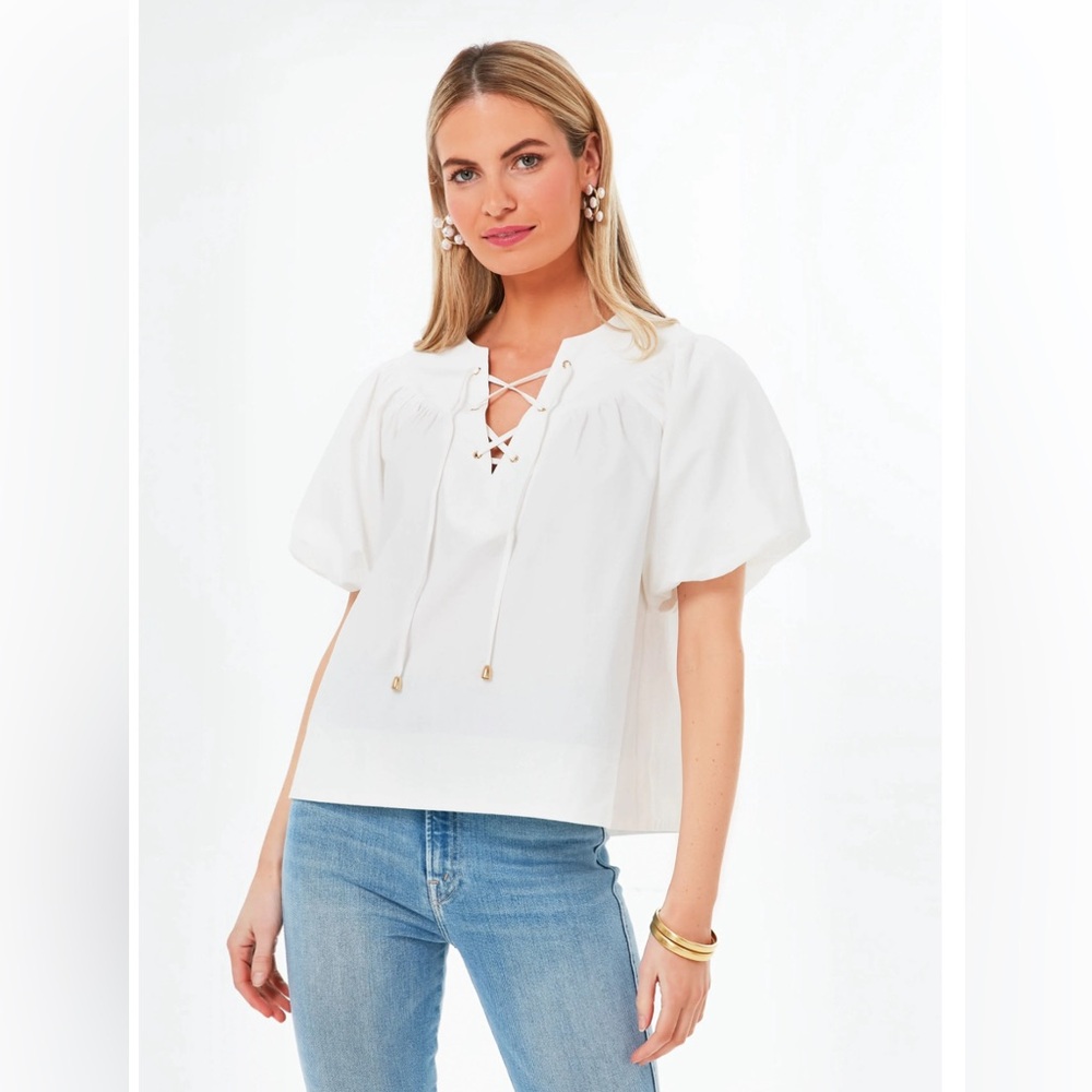 NWT Pomander Place White Tie Front Robbie Top XL